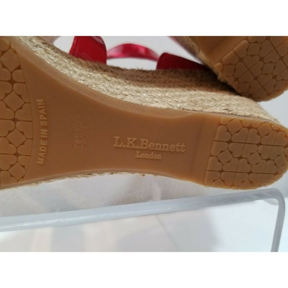 L.K. Bennett London women Wedge Sandals Priya Peep Toe Espadrille pink 9 39.5 - Picture 8 of 9